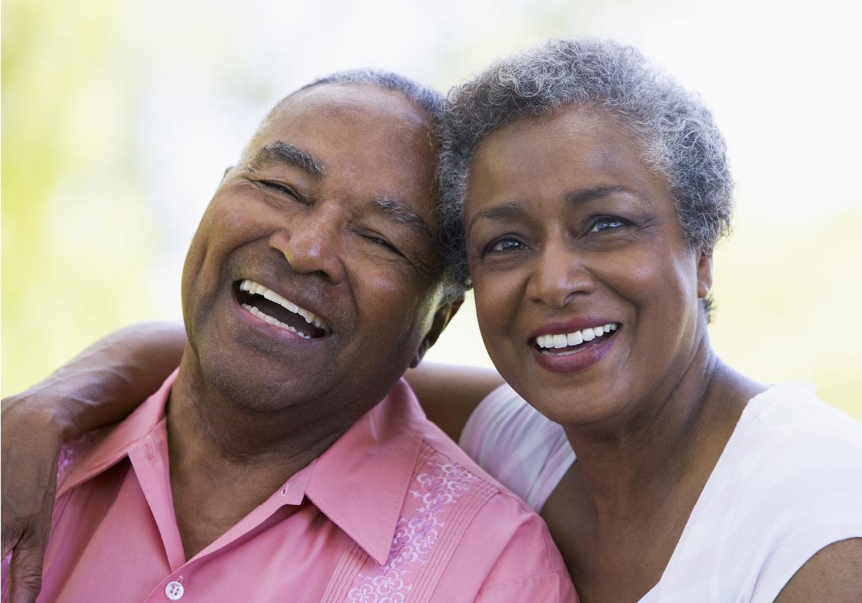 An older couple smiling